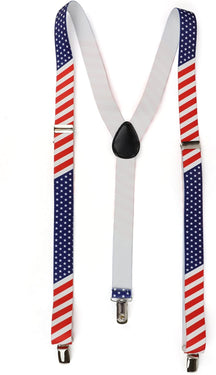Armycrew US American Flag Print Clip On Patriotic Suspenders
