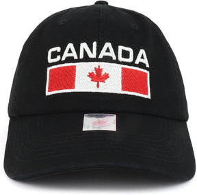 Armycrew Canada Text and Flag Embroidered Cotton Soft Crown Dad Hat