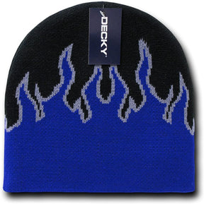 DECKY Short Style Winter Acrylic Fire Flame Pattern Beanie Hat