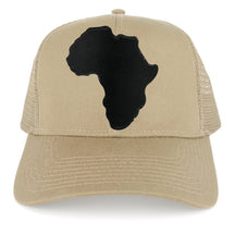 Solid Black Africa Map Embroidered Iron on Patch Adjustable Trucker Mesh Cap