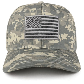 Armycrew American Flag Embroidered Camo Tactical Operator Structured Cotton Cap