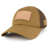 Armycrew US American Flag Coyote 3D Rubber Tactical Patch Low Crown Adjustable Mesh Cap - ACU