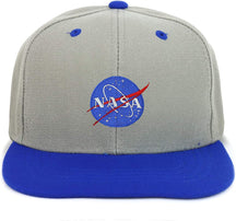Armycrew Youth Kid's Small NASA Insignia Patch Flat Bill Snapback 2-Tone Baseball Cap