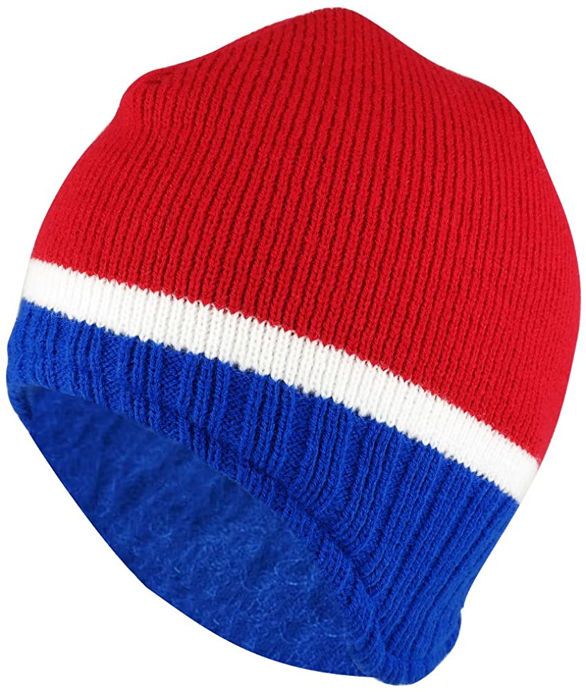 Armycrew Multicolored Fleece Lining Trimmed Acrylic Beanie with Short Earflaps