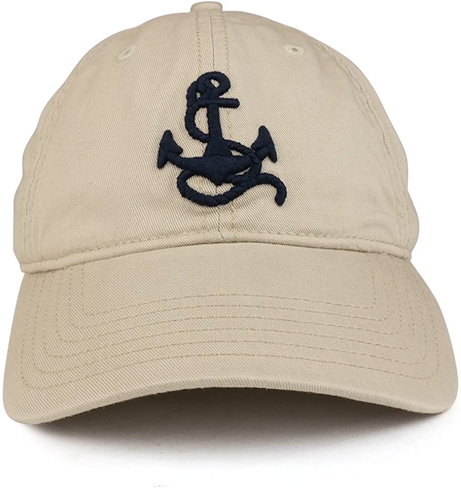 3D Anchor Embroidered Washed Twill Cotton Adjustable Baseball Cap