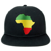 Armycrew Oversize XXL Solid Green Yellow Red Africa Map Patch Flatbill Mesh Snapback Cap - Black - 2XL