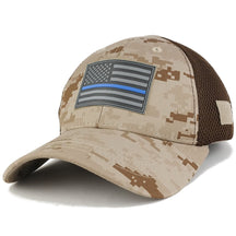 Armycrew Thin Blue Line American Flag 3D Rubber Tactical Patch Low Crown Adjustable Mesh Cap