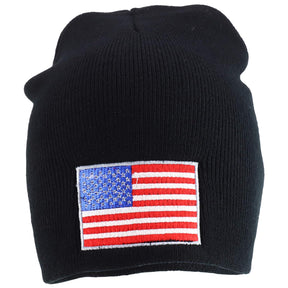 Rapid Dominance USA American Flag Embroidered Acrylic Short Beanie Hat