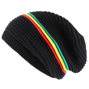 Armycrew Deep Crown Oversized RGY Striped 100% Cotton Rasta Skully Beanie