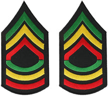 Military Ranking Sergeant Rasta Embroidered Iron on Patch 2 Pack