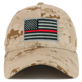 Armycrew Thin Red Line American Flag Patch Camouflage Structured Baseball Cap