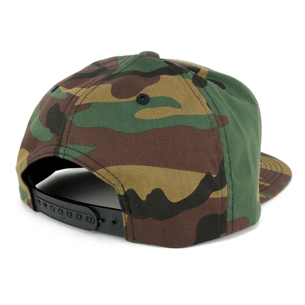 FLEXFIT Jolly Rogers Military Skull Embroidered Iron on Patch Flat Bill Snapback Cap - CAMO