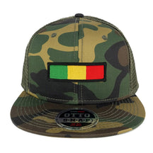 Rasta Green Yellow Red Embroidered Iron on Patch Camo Flat Bill Snapback Mesh Cap