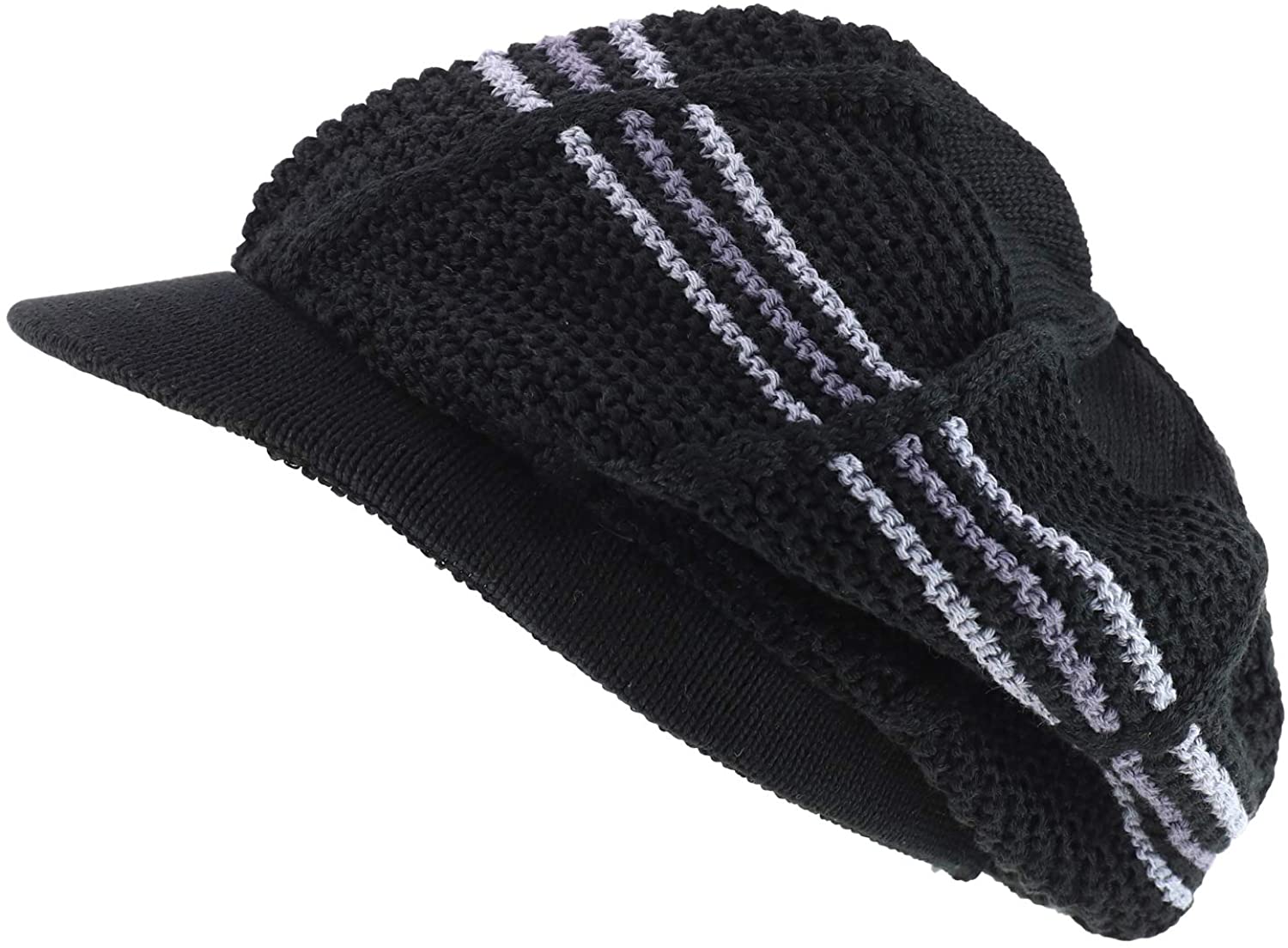 Armycrew RGY Striped Knit Deep Crown 100% Cotton Rasta Beanie Visor