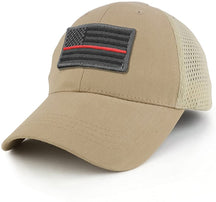 Armycrew USA Grey Thin Red Flag Tactical Patch Cotton Adjustable Trucker Cap
