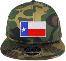 Armycrew New Texas State Flag Patch Camouflage Flatbill Mesh Snapback Cap - Camo Olive
