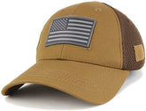 Armycrew USA American Flag Black 2 Rubber Tactical Patch Low Crown Adjustable Mesh Cap