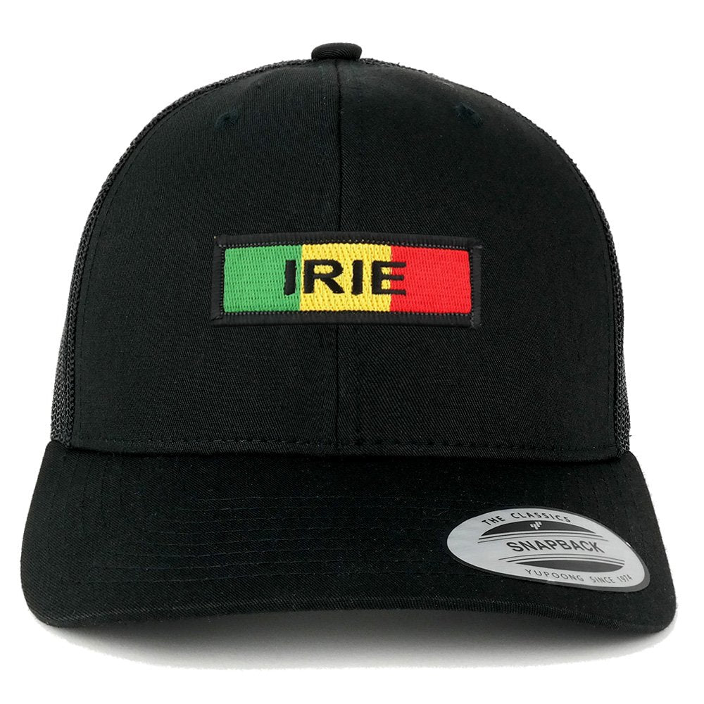 Irie Green Yellow Red Embroidered Iron on Patch Mesh Back Trucker Cap