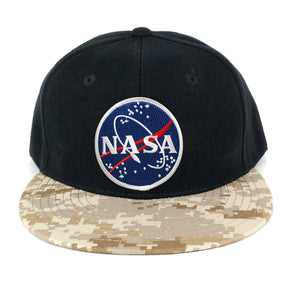 NASA Meatball Round Embroidered Iron on Patch Camo Flat Bill Snapback Cap