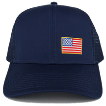Armycrew XXL Oversize USA Small Side Flag Patch Mesh Back Trucker Baseball Cap - Navy