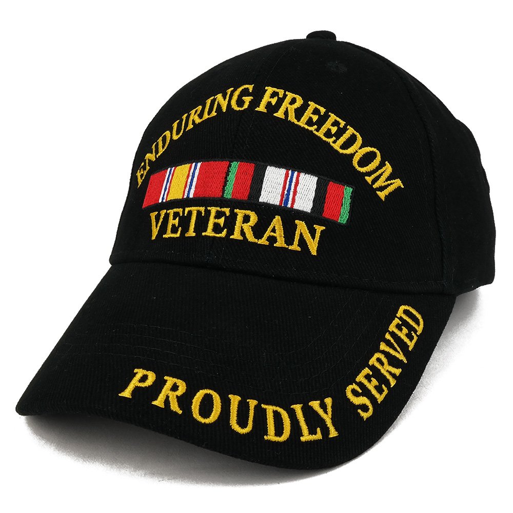 Armycrew Enduring Freedom War Veteran Ribbon Embroidered Structured Baseball Cap