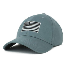 Armycrew Made in USA Grey American Flag Embroidered Structured Cotton Cap