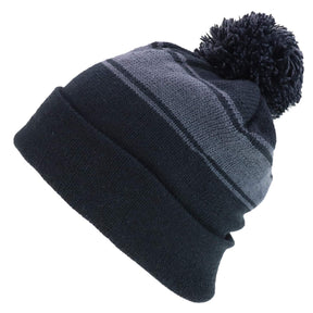 Armycrew Two Tone Pom Pom Cuff Long Acrylic Winter Beanie Hat