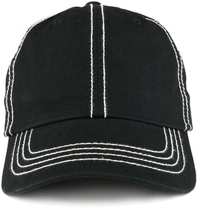 Armycrew Plain Contrast Stitch Low Profile Washed Cotton Baseball Hat