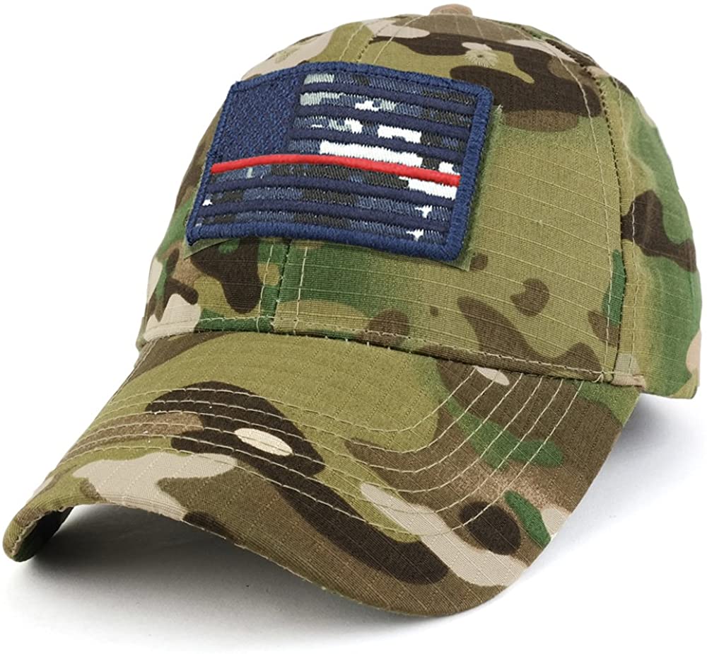 Armycrew USA Navy Thin Red Flag Tactical Patch Cotton Adjustable Baseball Cap