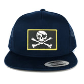 Flexfit 5 Panel Jolly Rogers Military Skull Embroidered Patch Snapback Mesh Back Cap