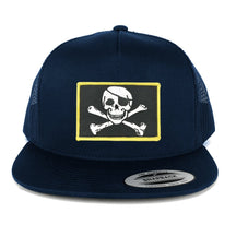 Flexfit 5 Panel Jolly Rogers Military Skull Embroidered Patch Snapback Mesh Back Cap
