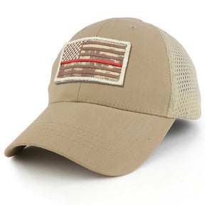 Armycrew USA Desert Digital Thin Red Flag Tactical Patch Cotton Adjustable Trucker Cap