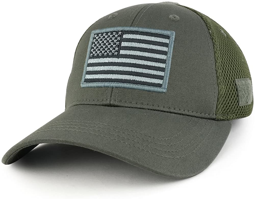 Armycrew USA American Flag Black 2 Embroidered Patch Low Crown Adjustable Tactical Mesh Cap