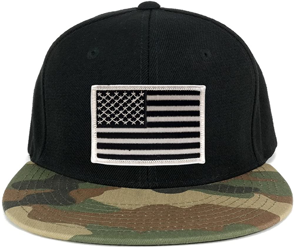 USA American Flag Embroidered Iron on Patch Camo Bill Snapback Cap - WDL