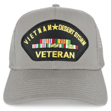 Armycrew Vietnam and Desert Storm Veteran Embroidered Patch Snapback Mesh Trucker Cap