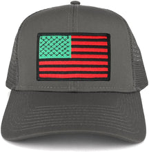 Armycrew USA American Flag Embroidered Patch Snapback Mesh Trucker Cap - Charcoal