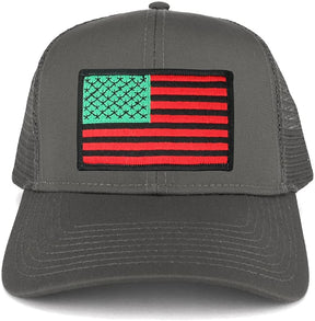 Armycrew USA American Flag Embroidered Patch Snapback Mesh Trucker Cap - Charcoal