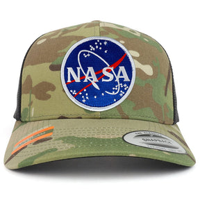 Armycrew NASA Meatball Patch Camouflage Structured Trucker Mesh Baseball Cap