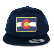 Flexfit 5 Panel Colorado Western State Flag Embroidered Patch Snapback Mesh Back Cap