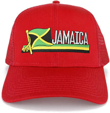 Jamaica Flag and Text Embroidered Cutout Iron on Patch Adjustable Mesh Trucker Cap