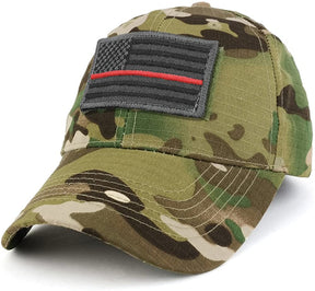 Armycrew USA Grey Thin Blue Flag Tactical Patch Cotton Adjustable Baseball Cap
