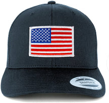 Armycrew American Flag Patch Snapback Trucker Mesh Cap - Navy