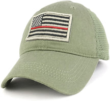 Armycrew USA Stone Thin Red Flag Tactical Patch Cotton Adjustable Trucker Cap