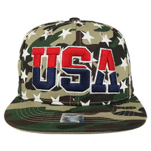 Armycrew Big USA 3D Embroidered with Star Pattern Flat Bill Snapback Cap