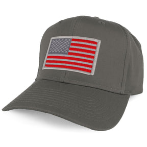 Armycrew XXL Oversize Red Grey USA American Flag Patch Solid Baseball Cap - Black
