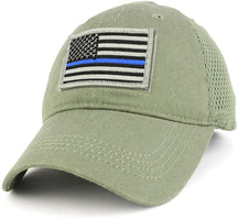 Armycrew USA Thin Blue Line Flag Tactical Patch Cotton Adjustable Trucker Cap