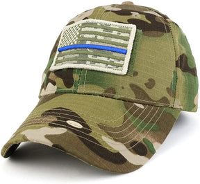 Armycrew USA ACU Thin Blue Flag Tactical Patch Cotton Adjustable Baseball Cap