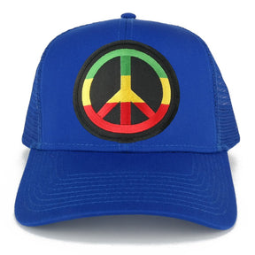 Rasta Peace Symbol Embroidered Iron on Circle Patch Ajustable Trucker Cap