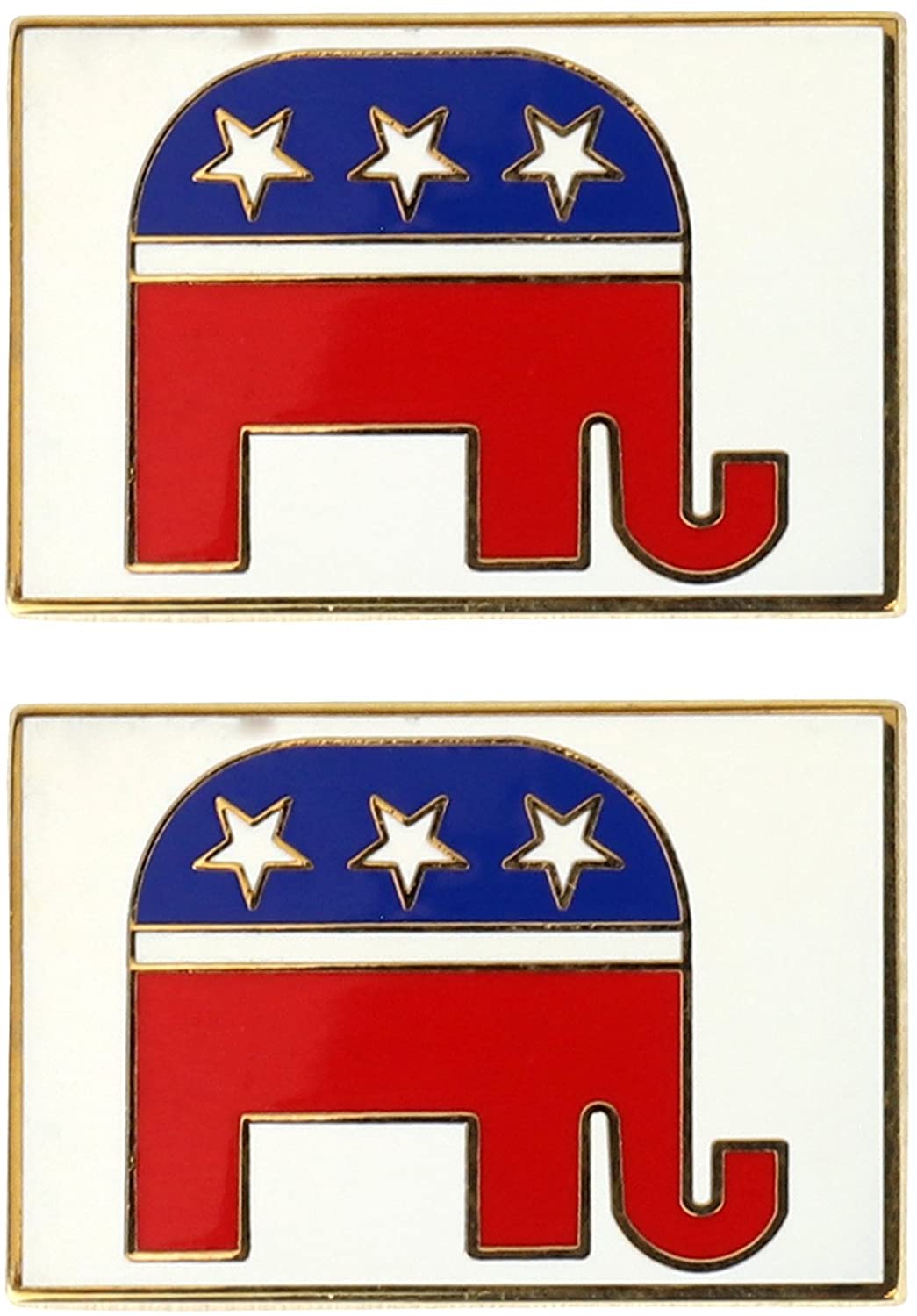 Armycrew Metallic Republican Elephant Logo Badge Lapel Pins 2 Pack Set
