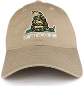Don't Tread on Me Gadsden Flag Embroidered Soft Washed Cotton Baseball Cap - Coyote